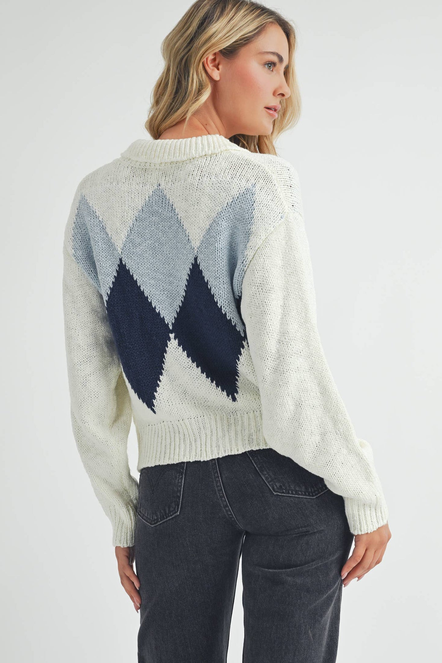 Endless Blu - Argyle Pattern Cardigan.