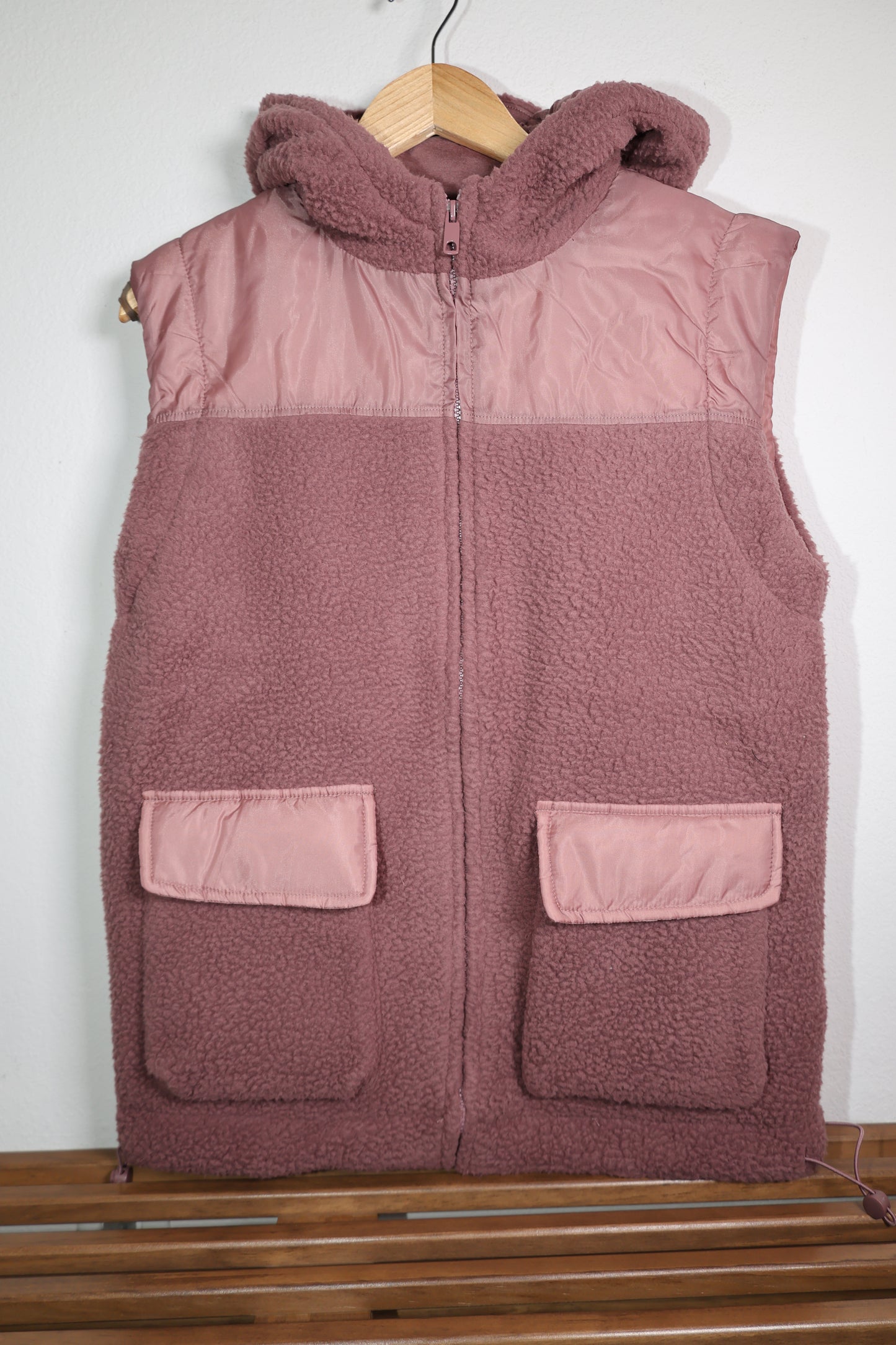 Mono B - Alpine Fleece Zip Up Hooded Vest