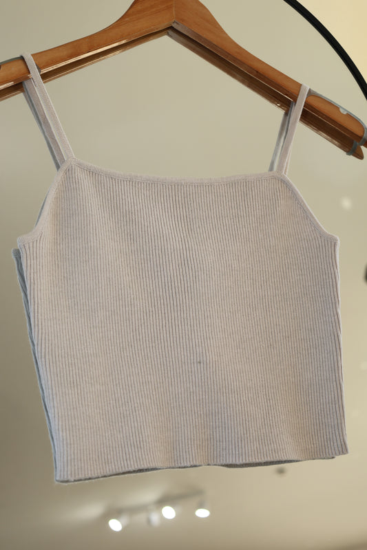 Dress Forum - Ribbed Square-Neck Cropped Tank