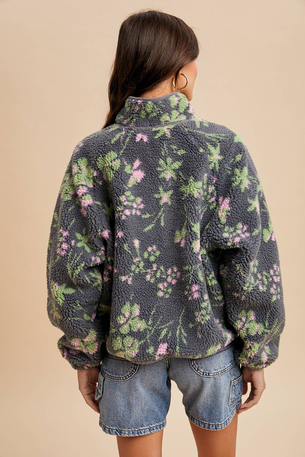 In Loom - FLORAL SHERPA SNAP BUTTON PULLOVER
