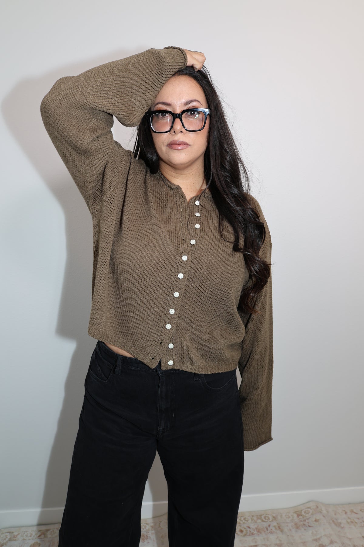 Can't Lose button front easy knitted cardigan