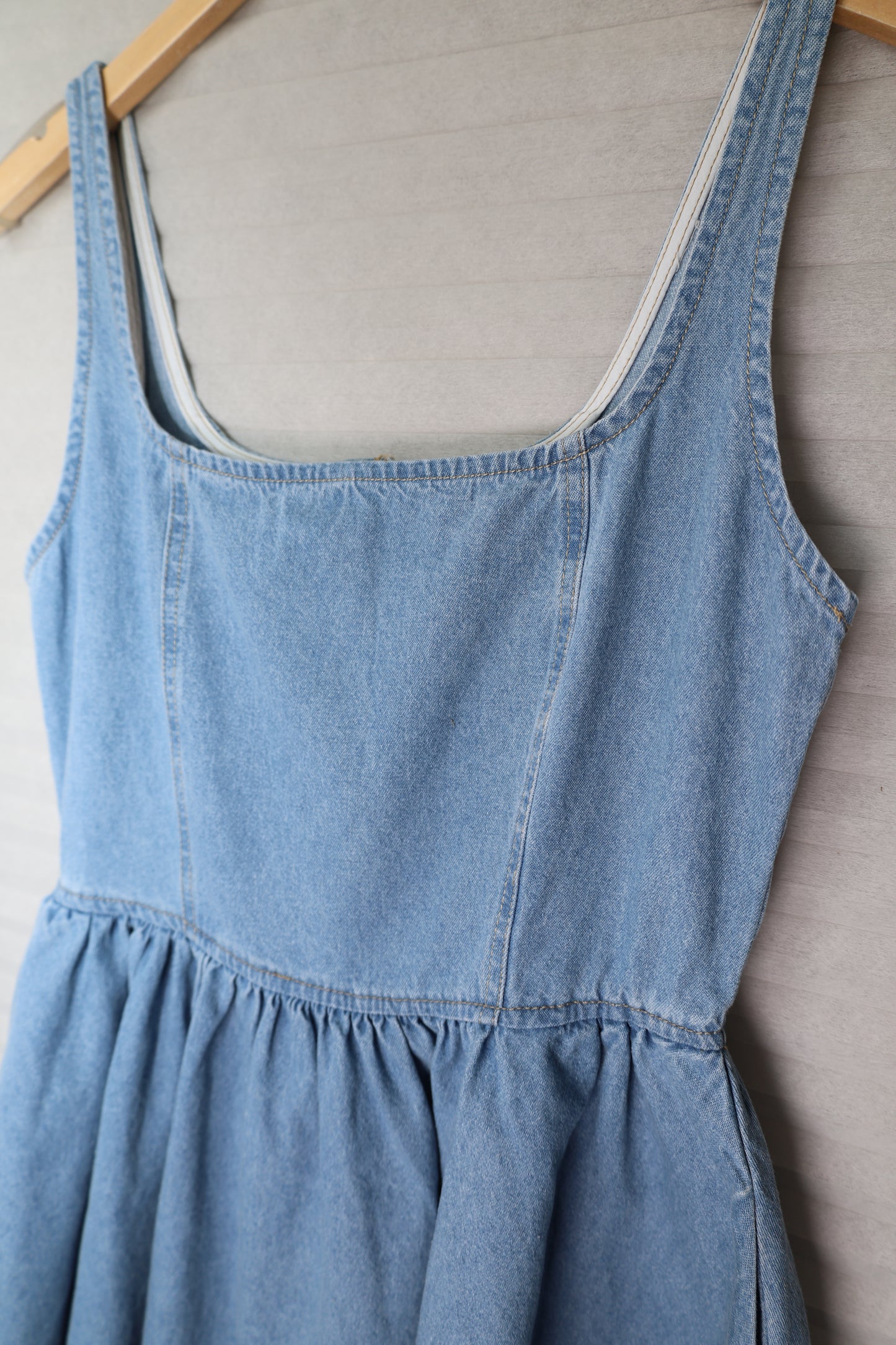 Hyfve - Square-neck Denim Mini Dress w/ Pockets