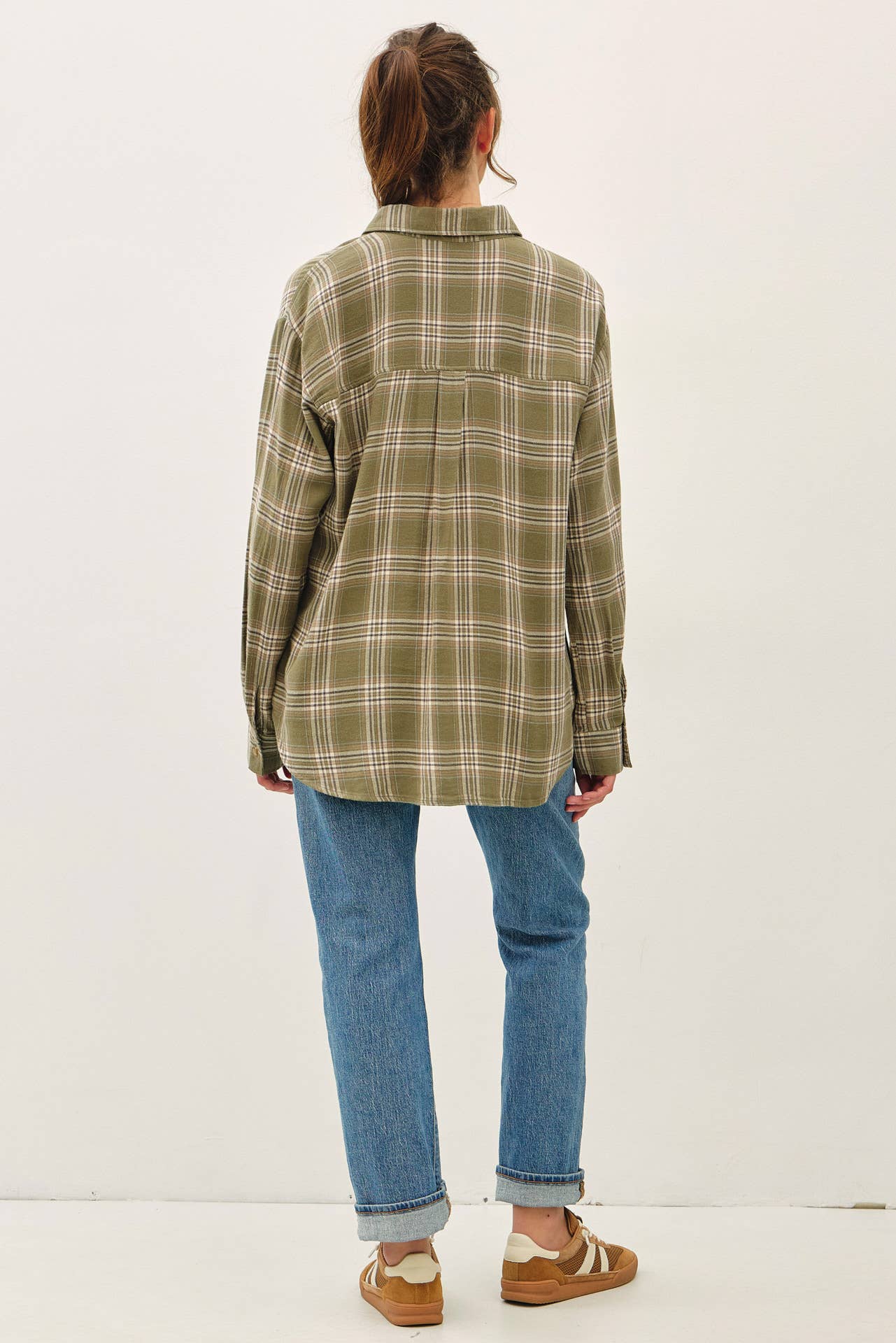 Be Cool - OLIVE PLAID FLANNEL SHIRT