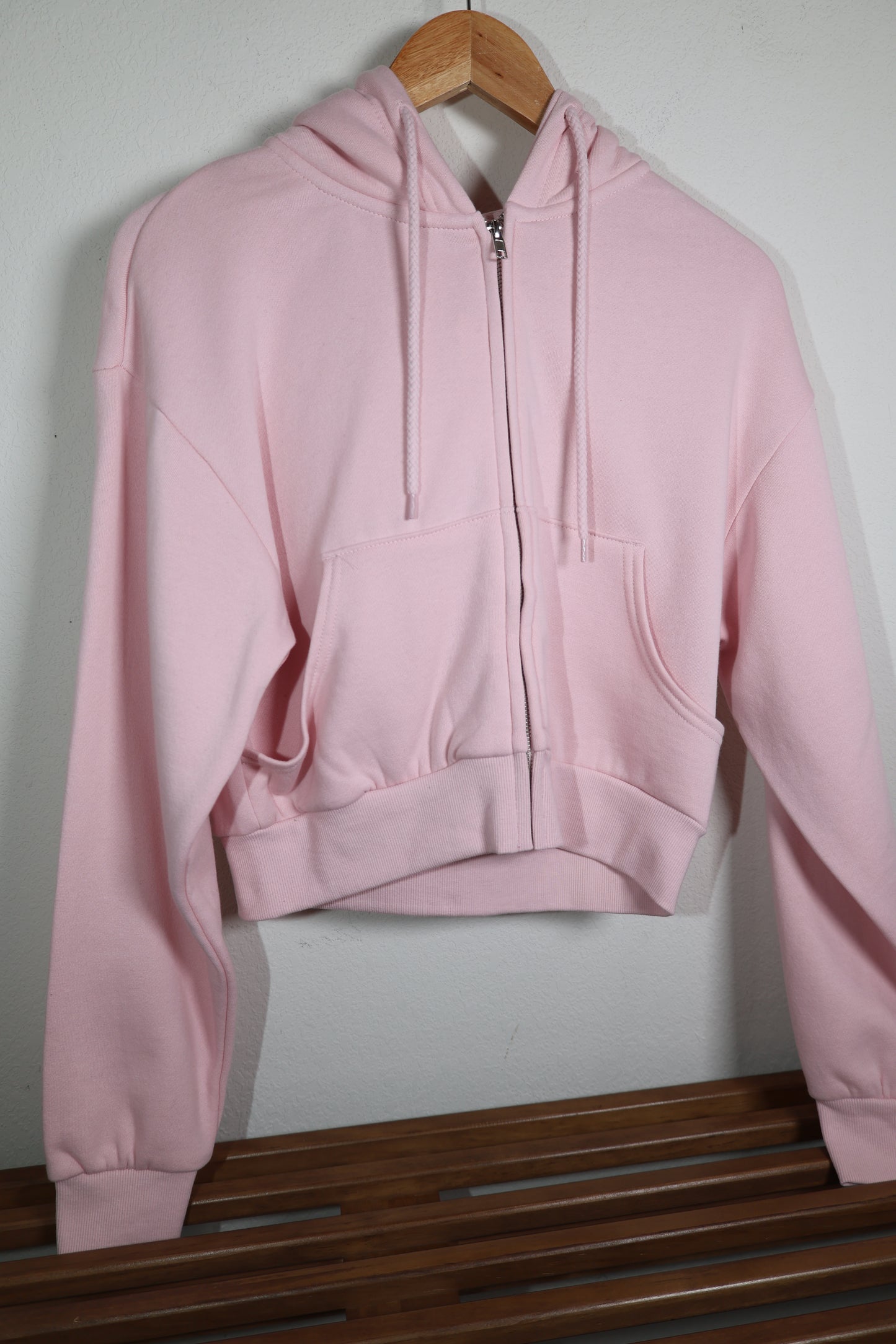Reflex basic fleece crop full zip up hoodie