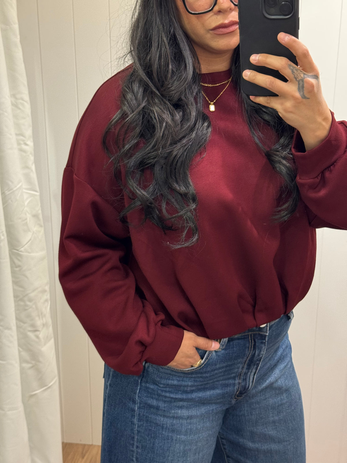 Wolves For The Win gathered hem sweatshirt