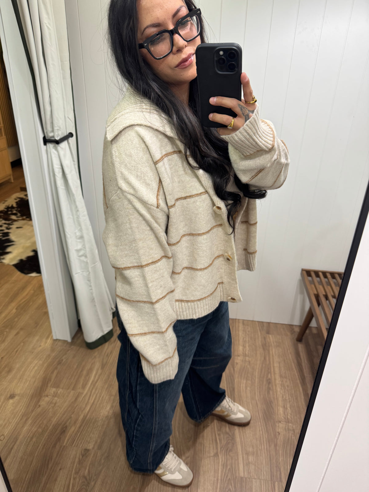 Setting sail half button front cardigan