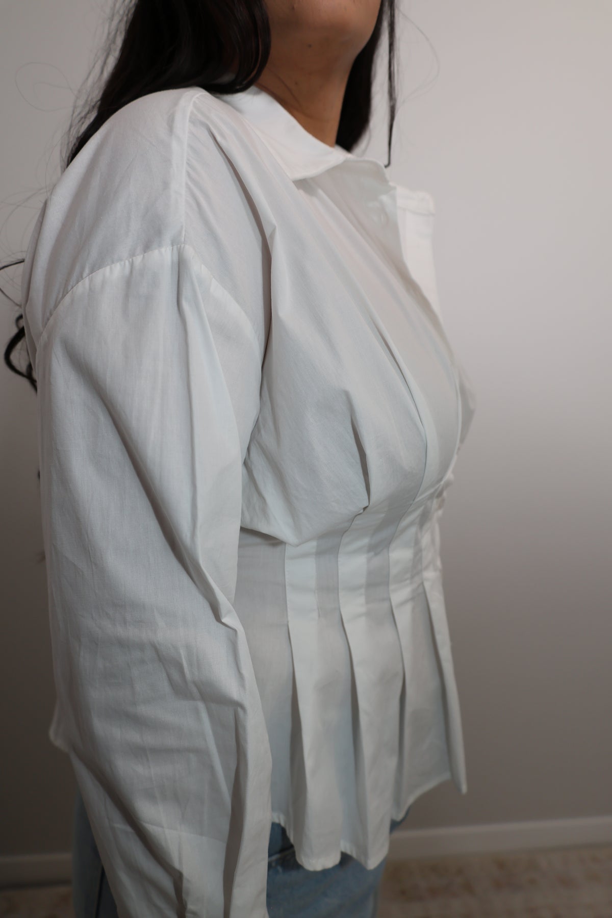Well, Yes cinched pintuck structured blouse