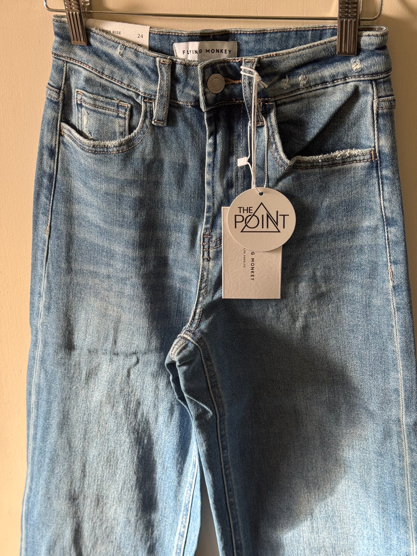 Flying Monkey - 32" Inseam Super High-rise Dark Wash Wide Leg Jeans