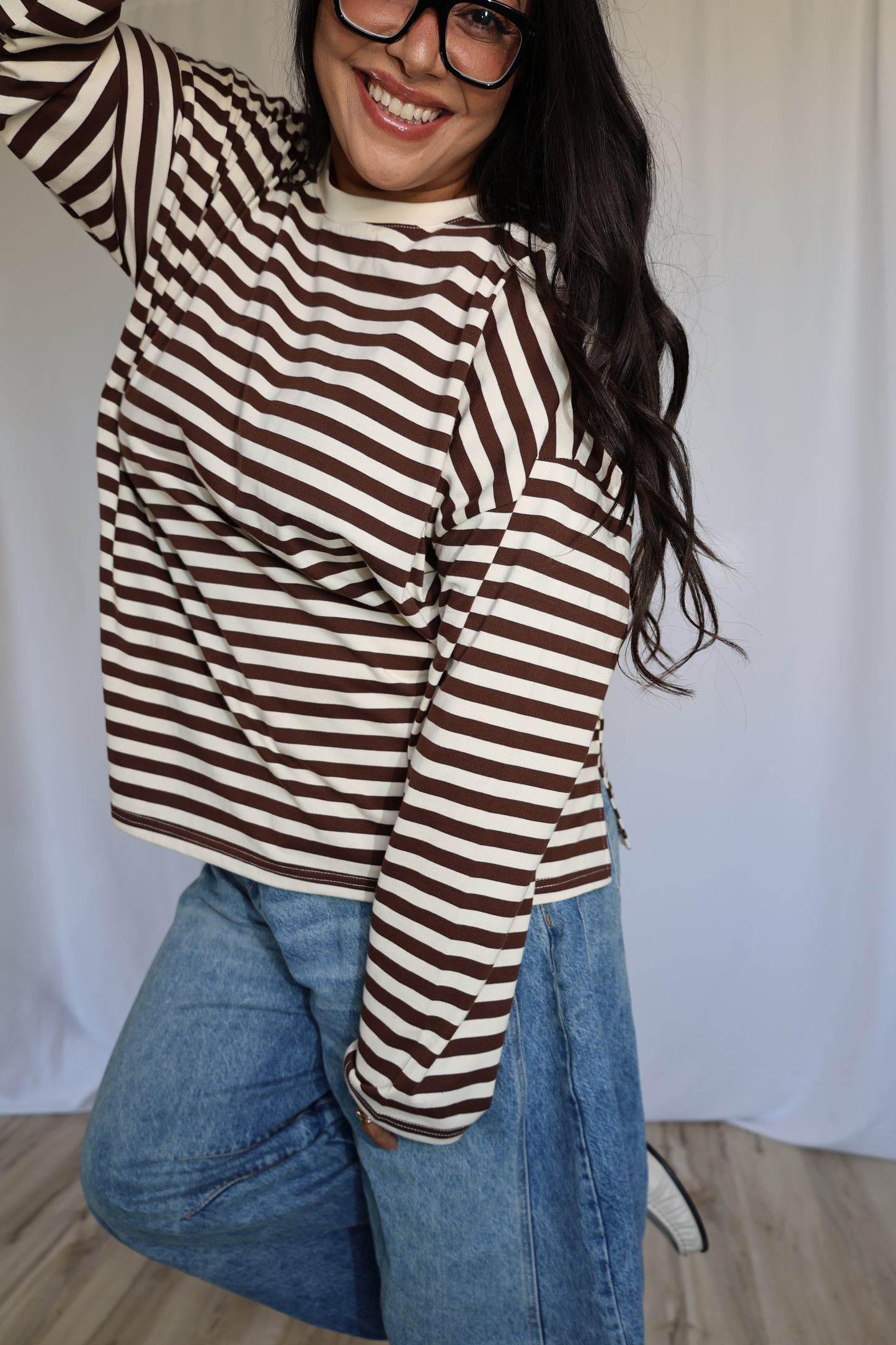 Spend The Night long sleeve stripe shirt