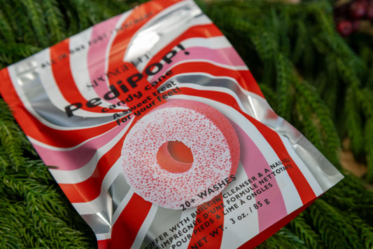 Spongellé | Christmas 2025 | Stocking Stuffers | Gifts - Candy Cane Holiday PediPOP Pedi Buffer & Nail File Christmas 2025