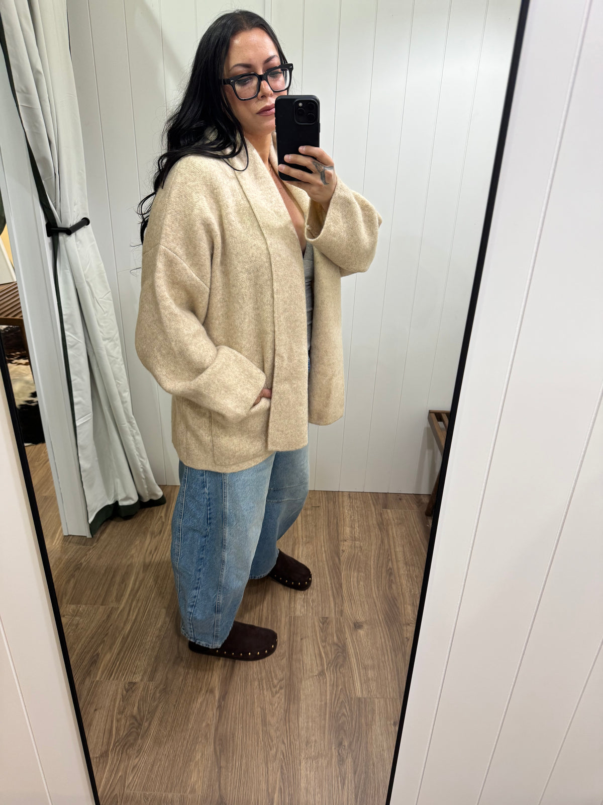 Come A Little Closer soft oversized open front cardigan