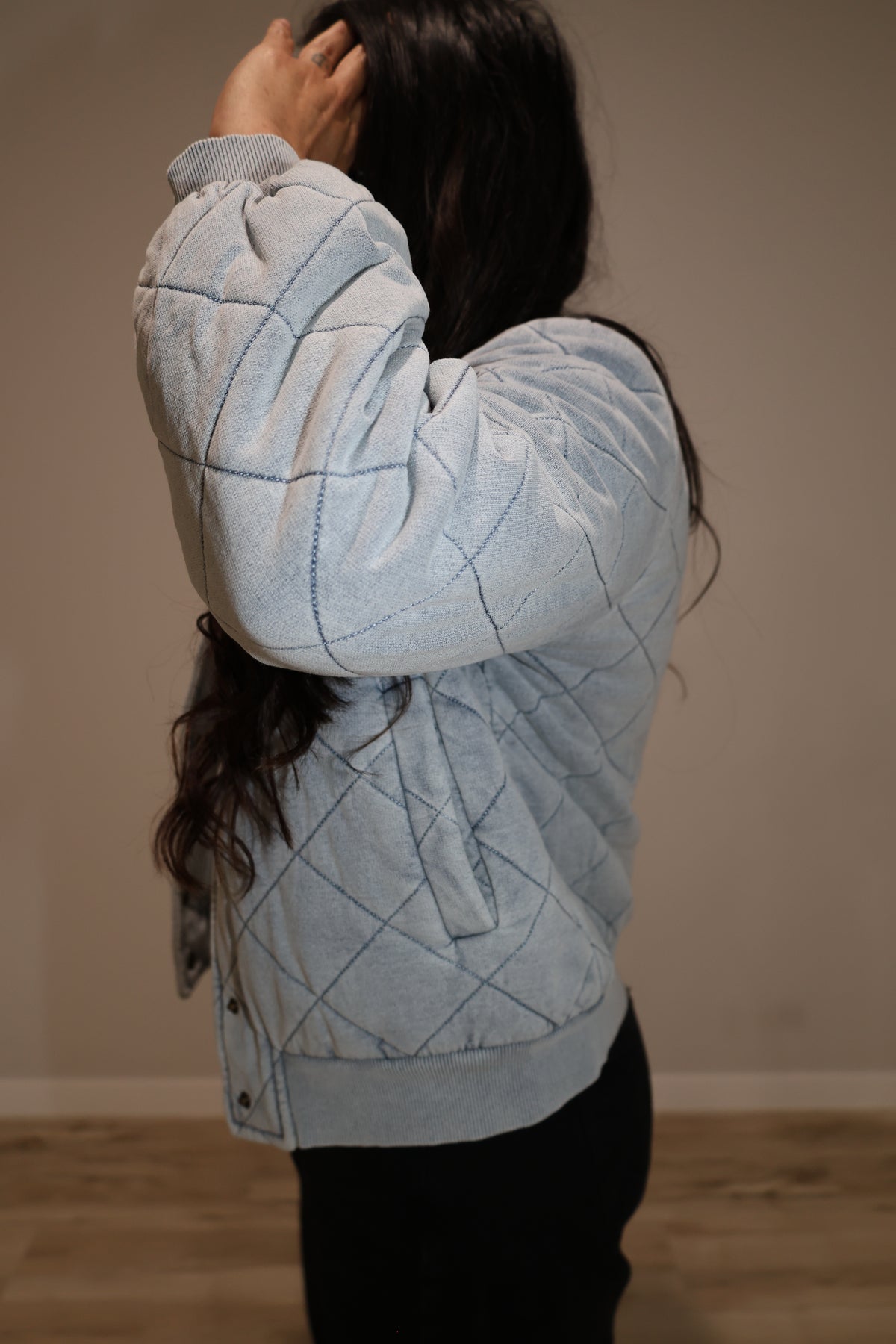 First Snow knit quilted bomber jacket