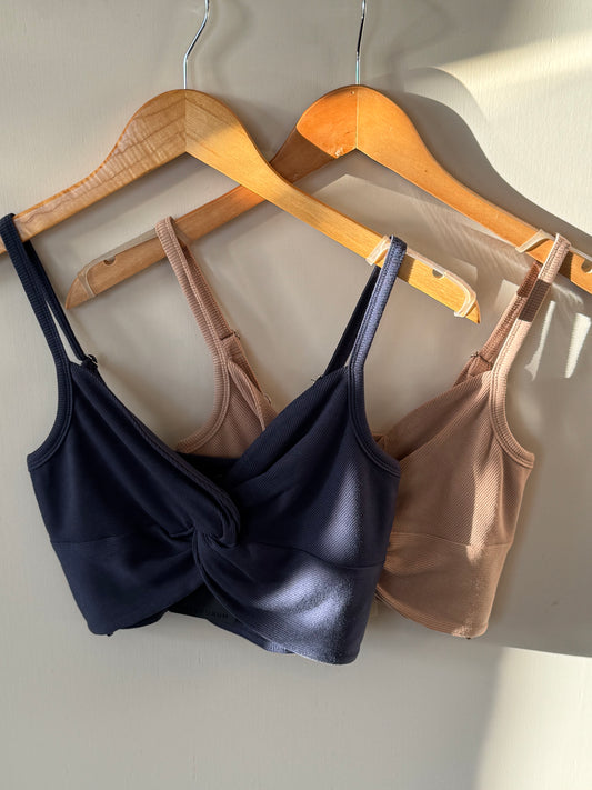 Dress Forum - Knit Twist-knot Sweetheart-neck Cropped Tank