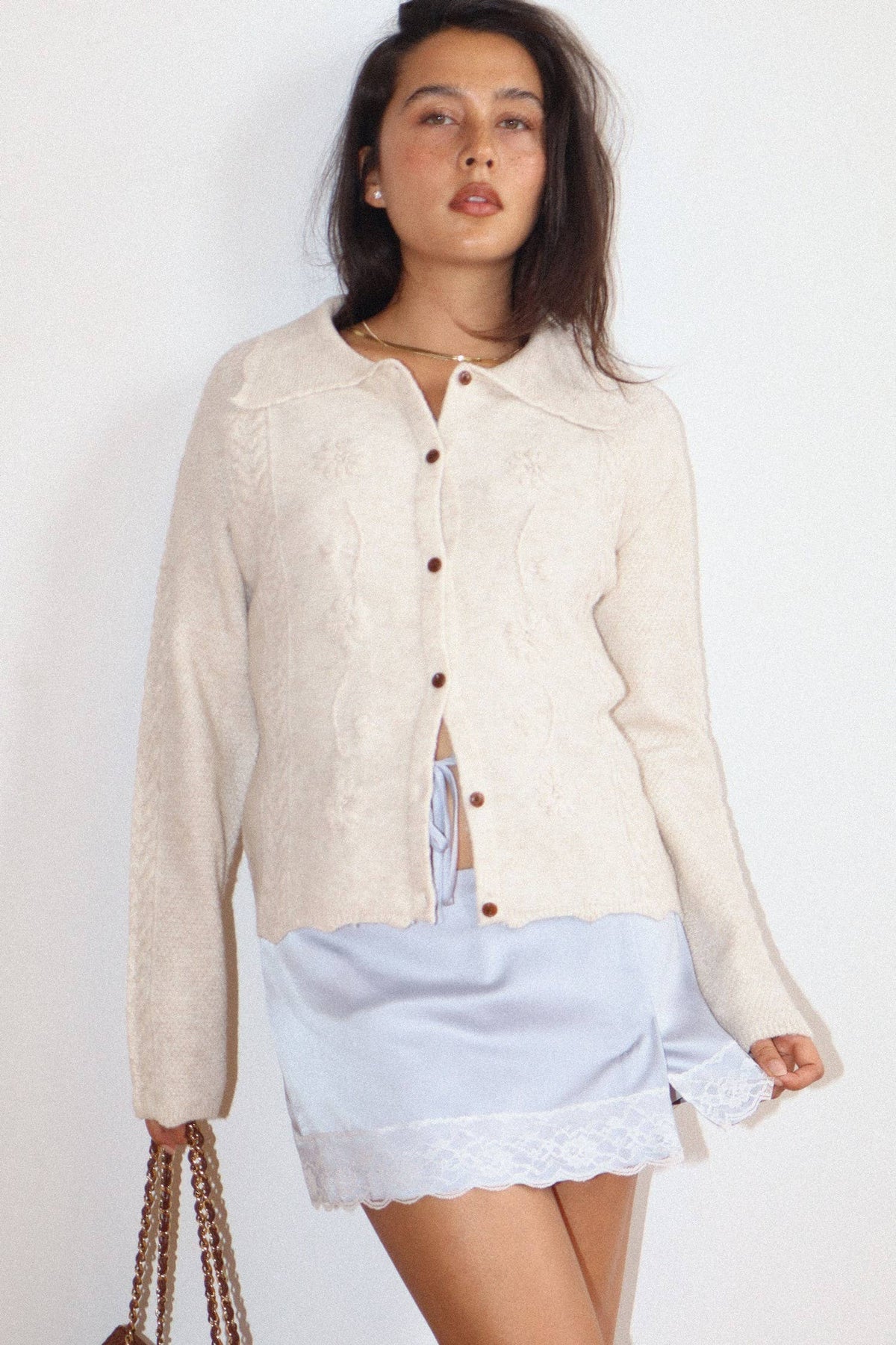 Bailey Rose - Floral Cable Knit Cardigan