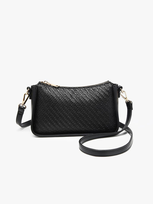 Jen & Co. - Everly Faux Woven Crossbody Bag w/ Top Zip Closure