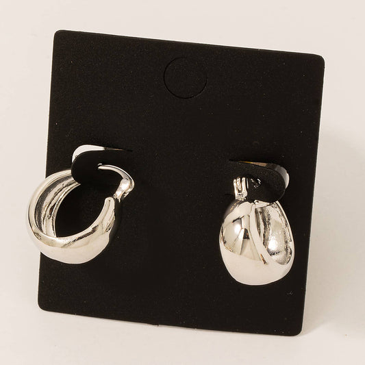 Fame Accessories - Beveled Latch Hoop Earrings