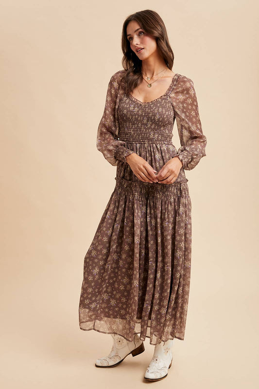 In Loom - SMOCKED FLORAL MAXI DRESS