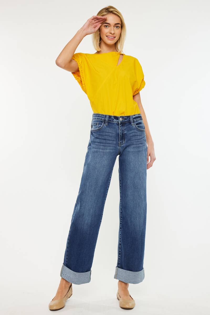 Kan Can USA HIGH RISE SLIM STRAIGHT/WIDE JEANS
