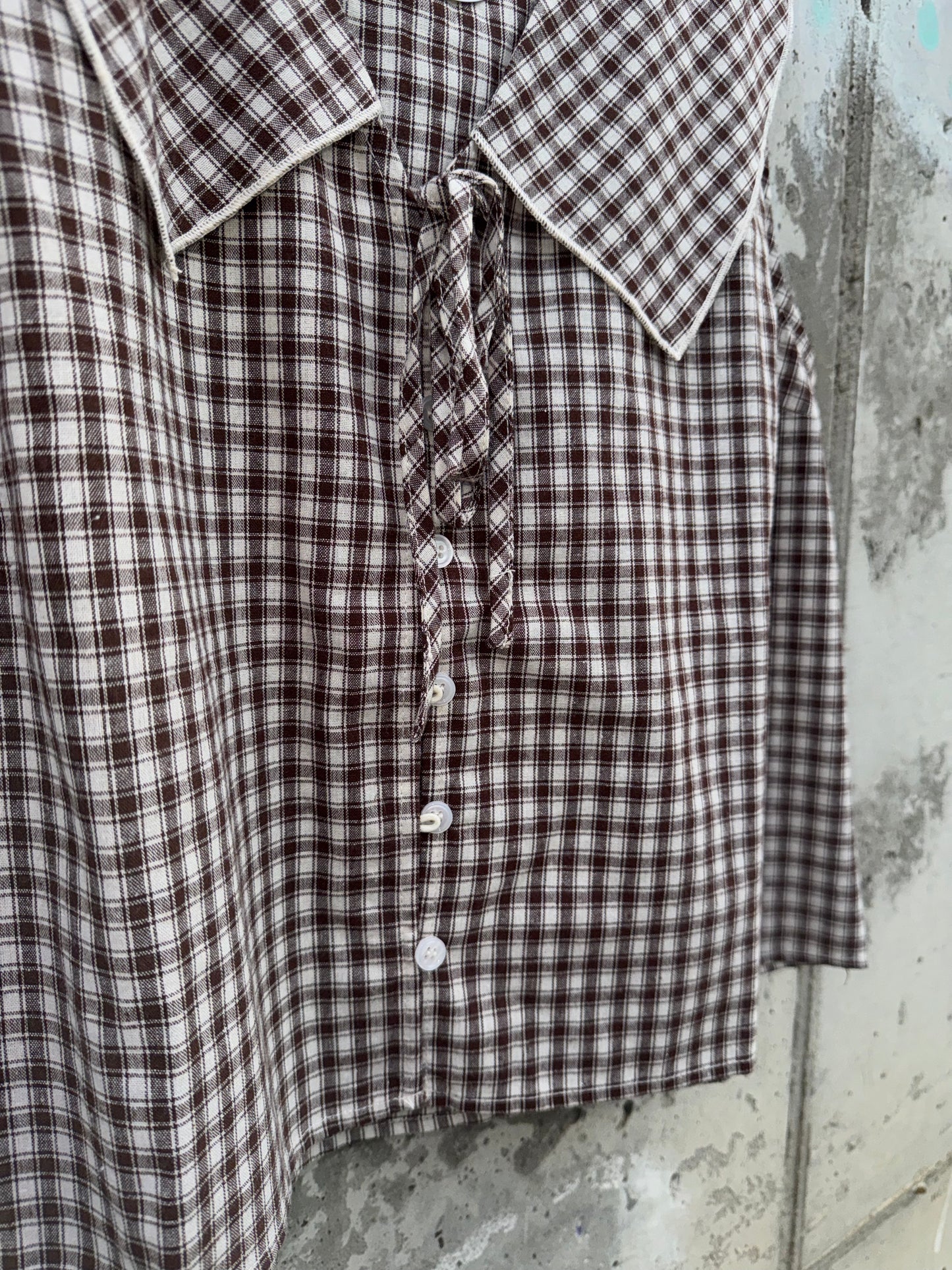 Wishlist - Brown Gingham Collared Tank
