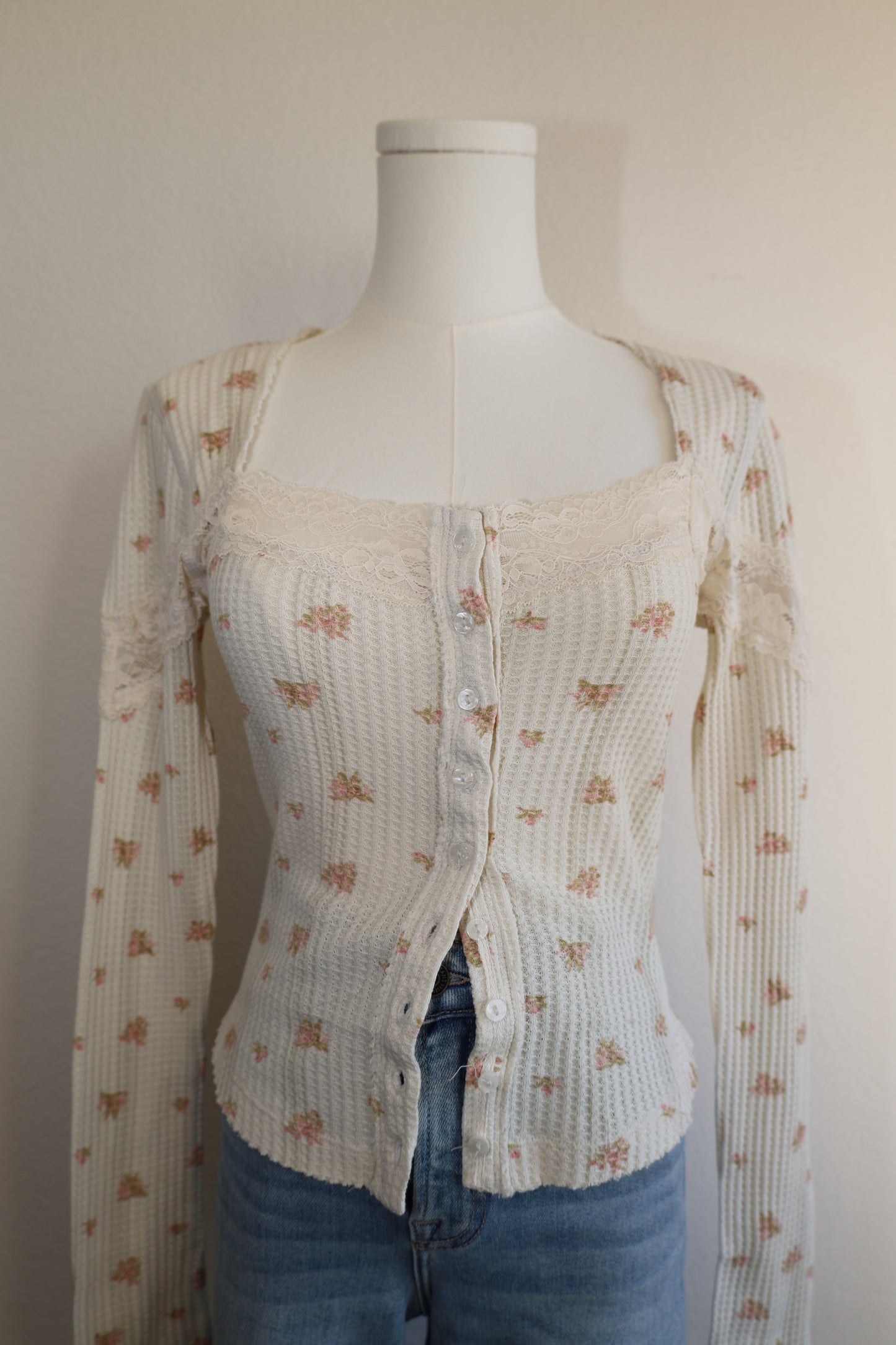 Free People Let's Party Cardi Tea Combo print