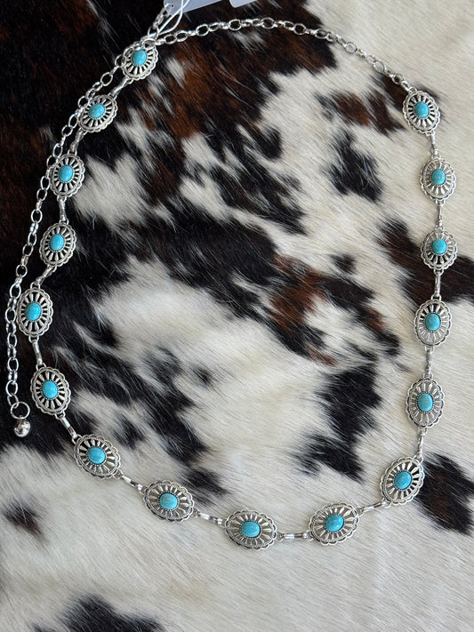 Most Wanted USA - Small Concho Chain with Turquoise