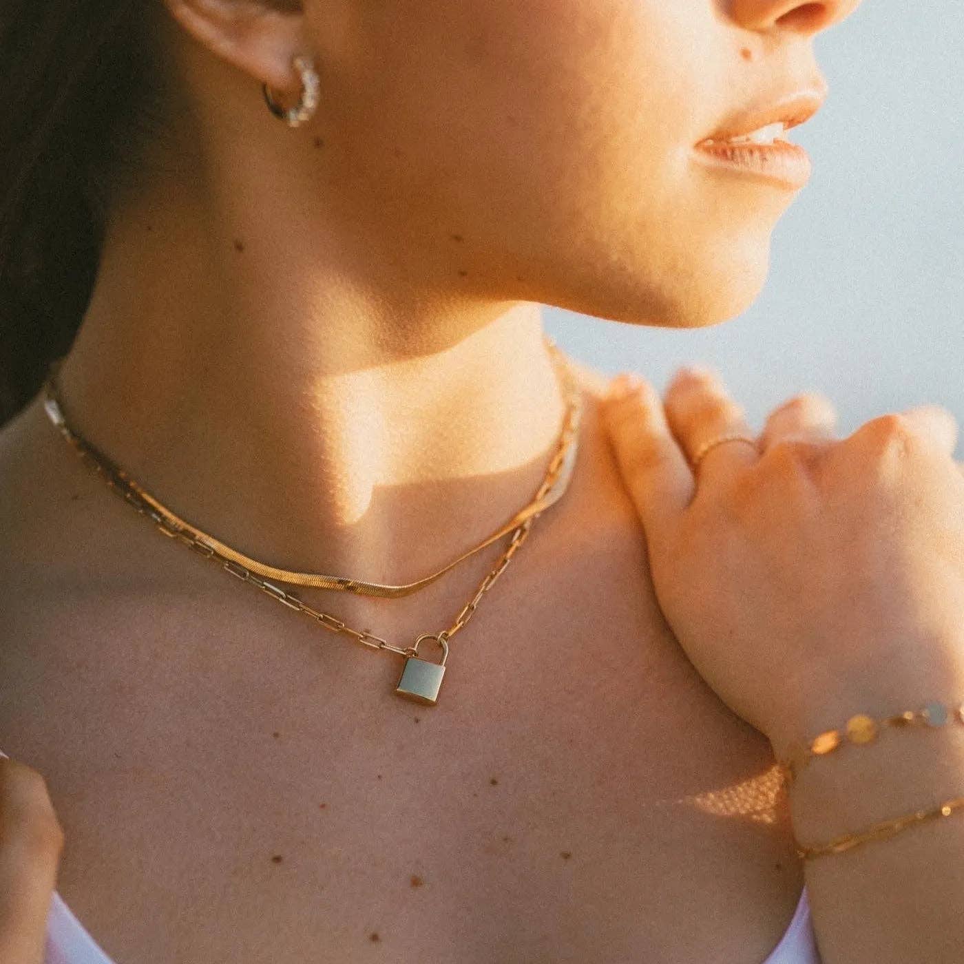 With You Always Gold Filled Lock Necklace