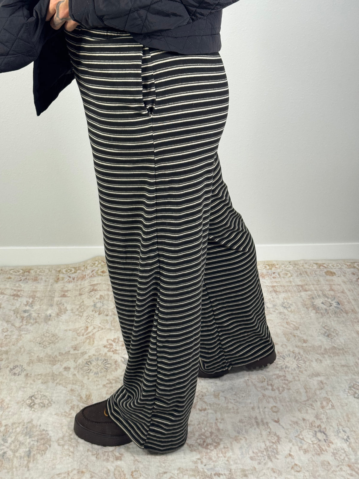 Do You Like Scary Movies stripe knit lounge pants