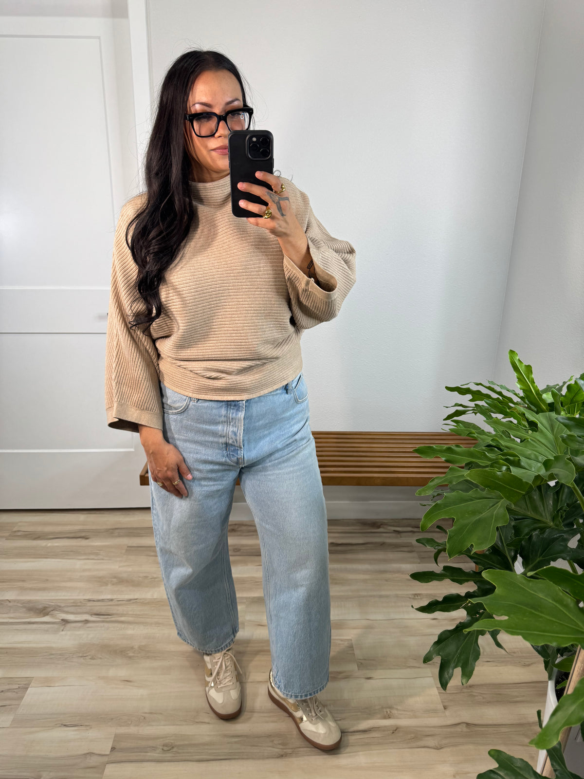 I Wish I Knew ribbed knit mock neck pullover sweater