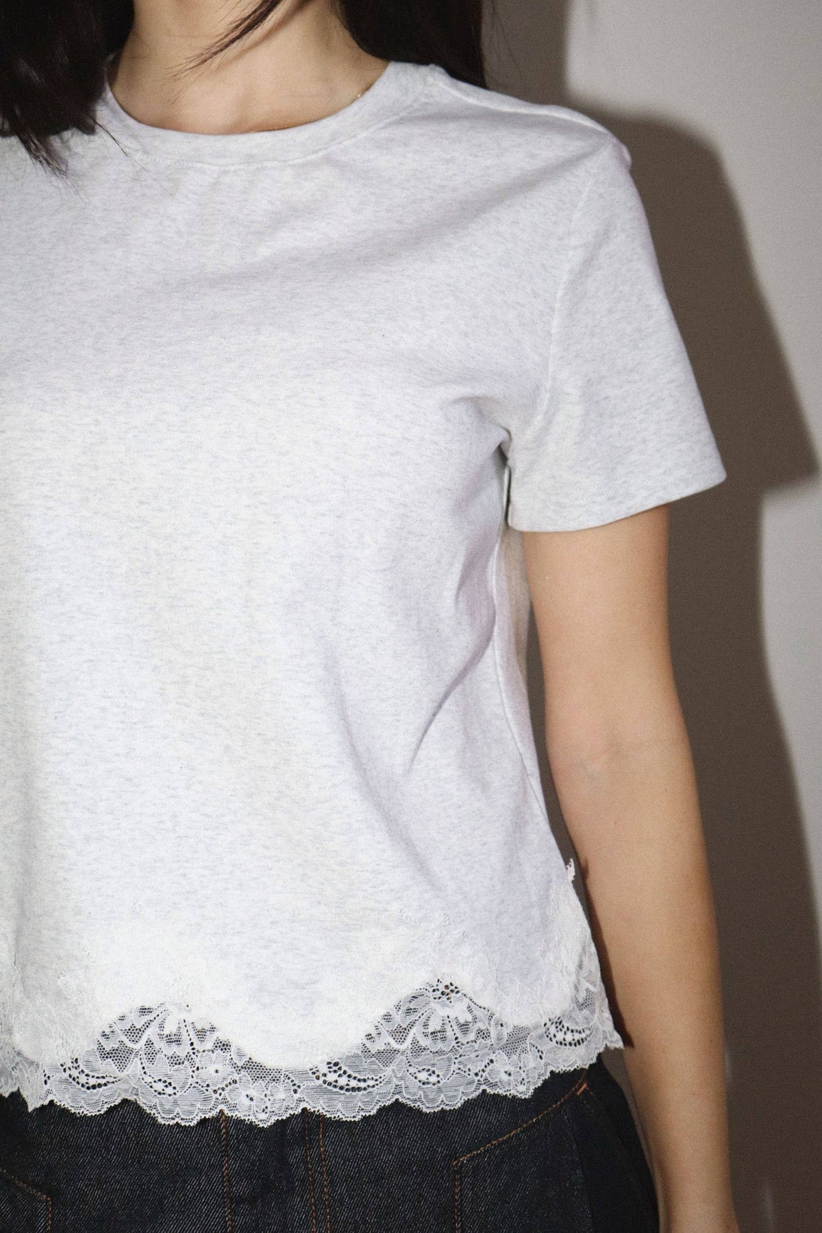 Bailey Rose - Lace Trim Short Sleeve Tee