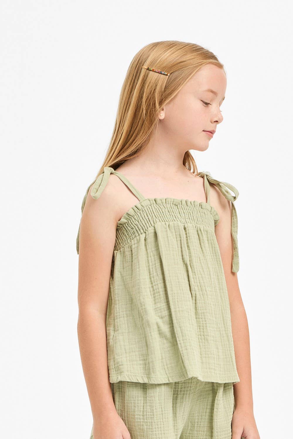 Good Girl - Cotton Gauze Shoulder Tie Cami Top