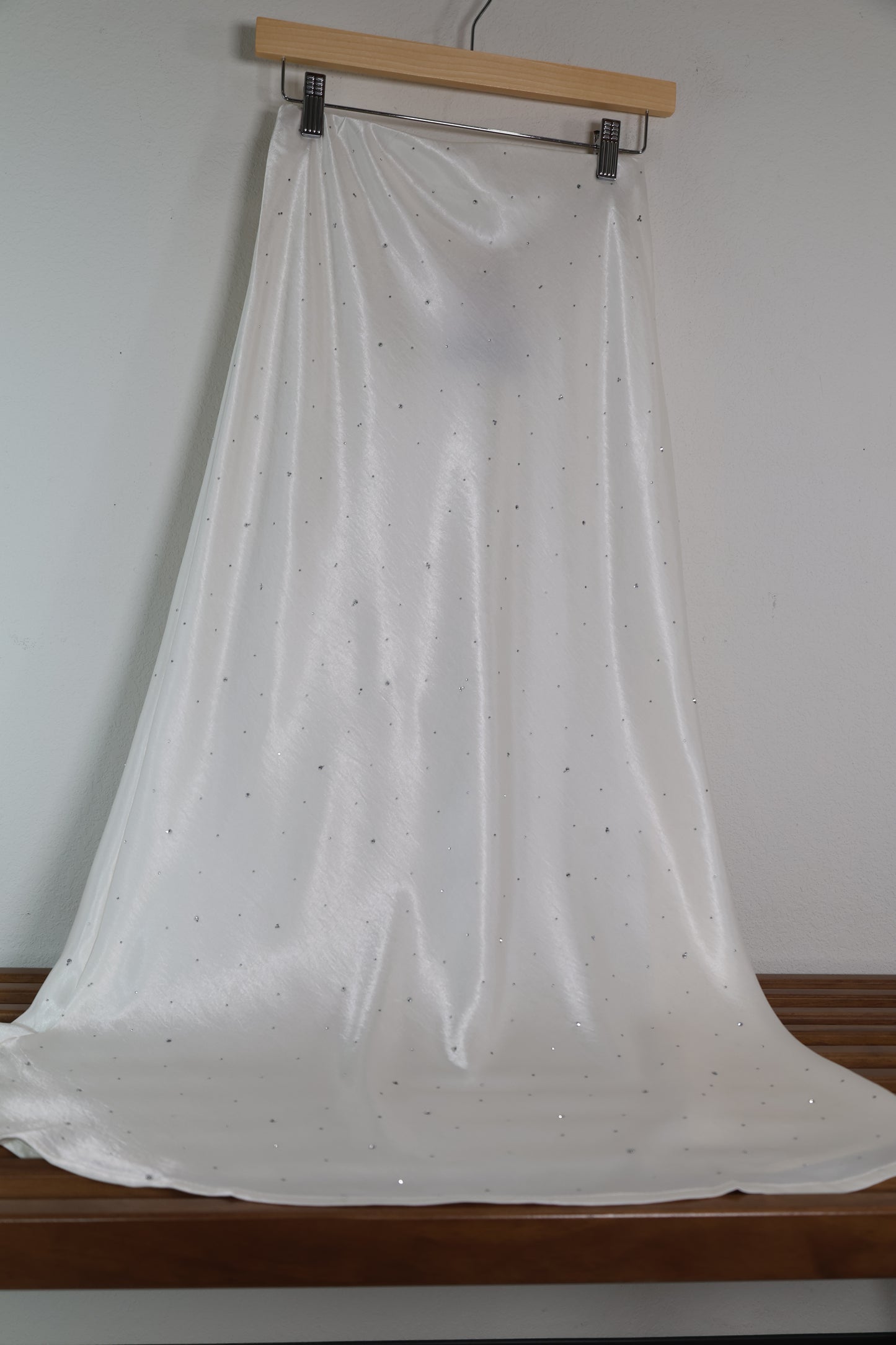 Main Strip - Satin Maxi Skirt With All Over Rhinestone