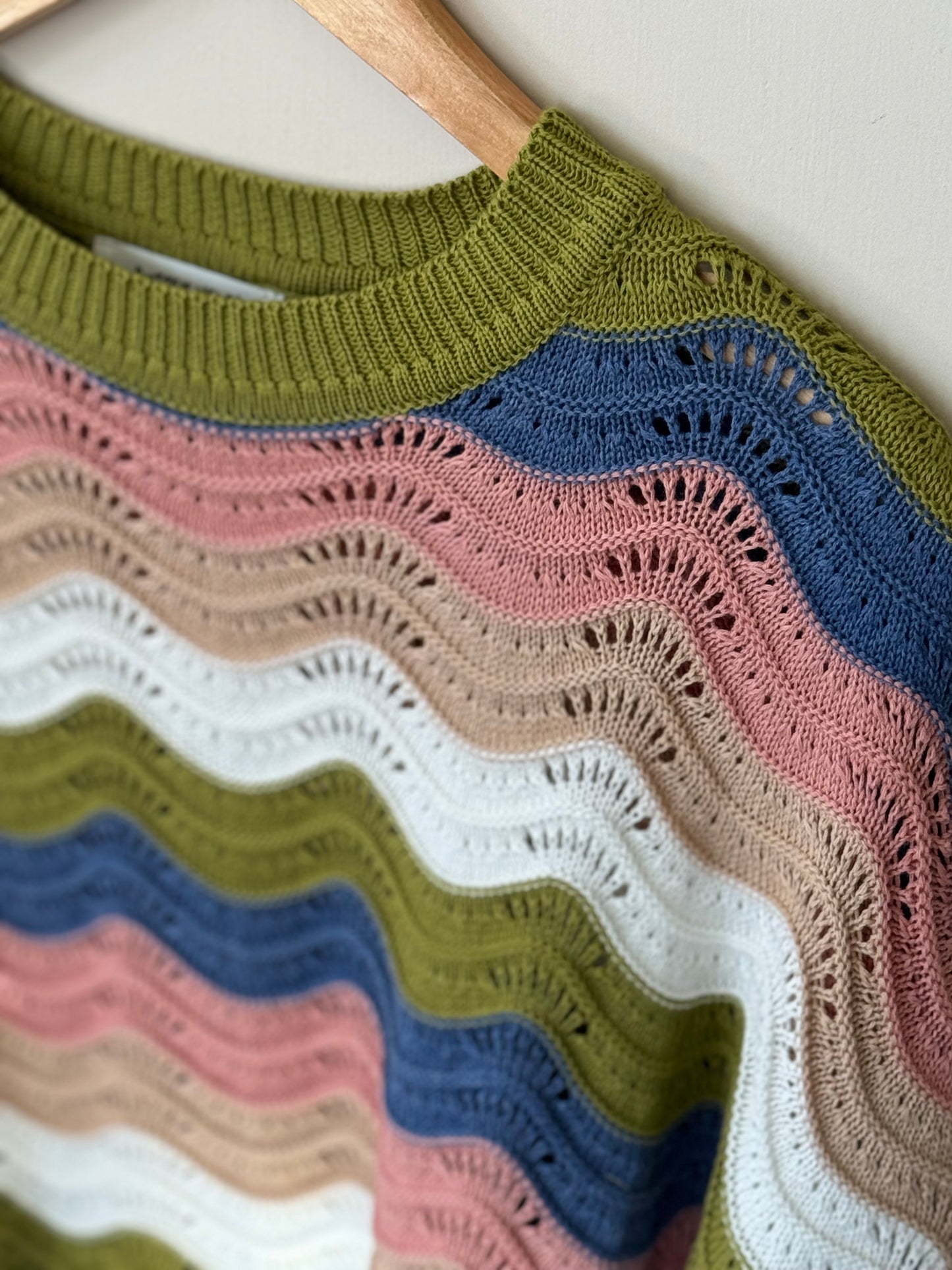 Buttermelon - Open Knit Multicolor Squiggle Sweater