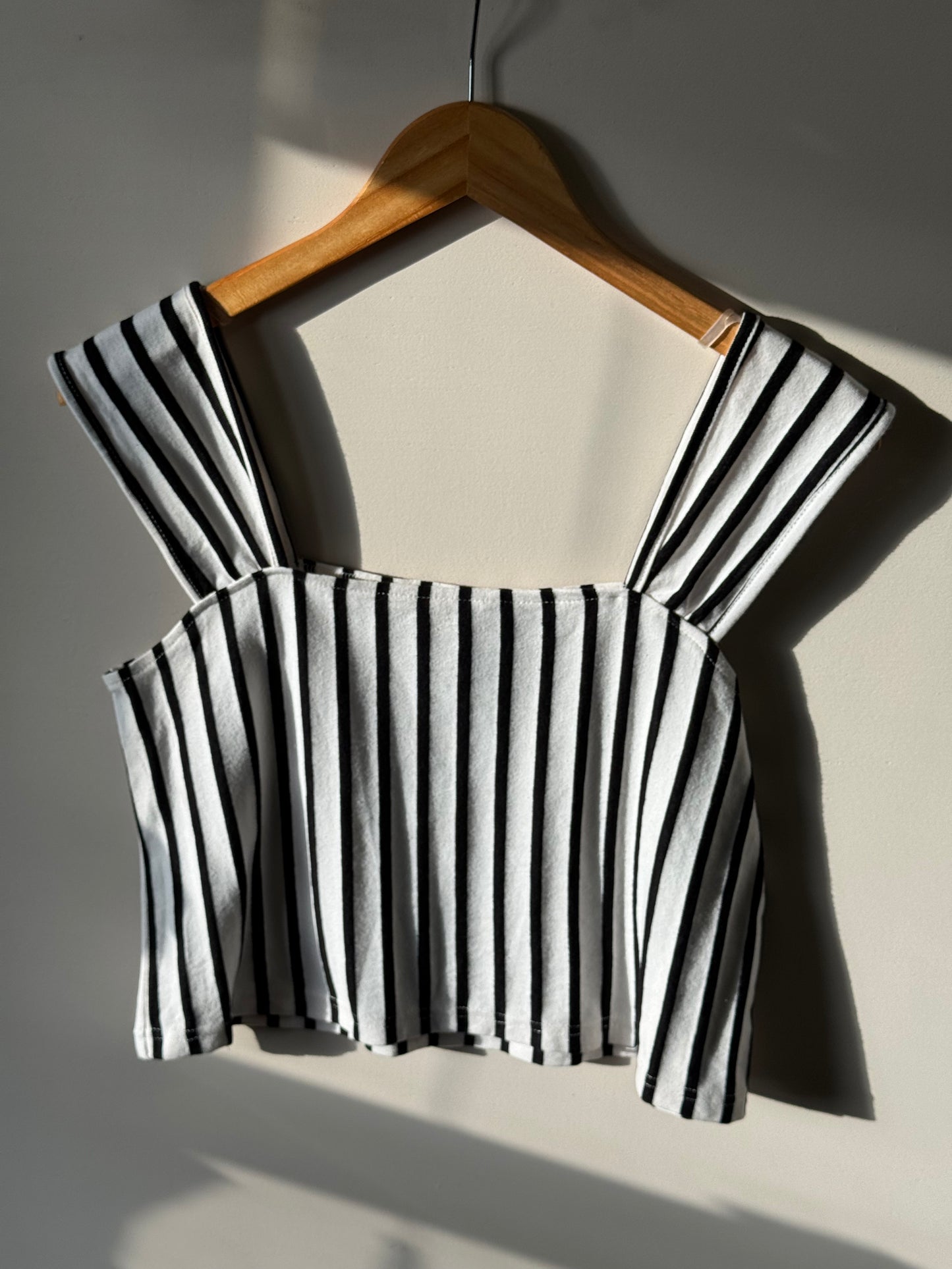 Miou Muse - Black/White Striped Cropped Tank