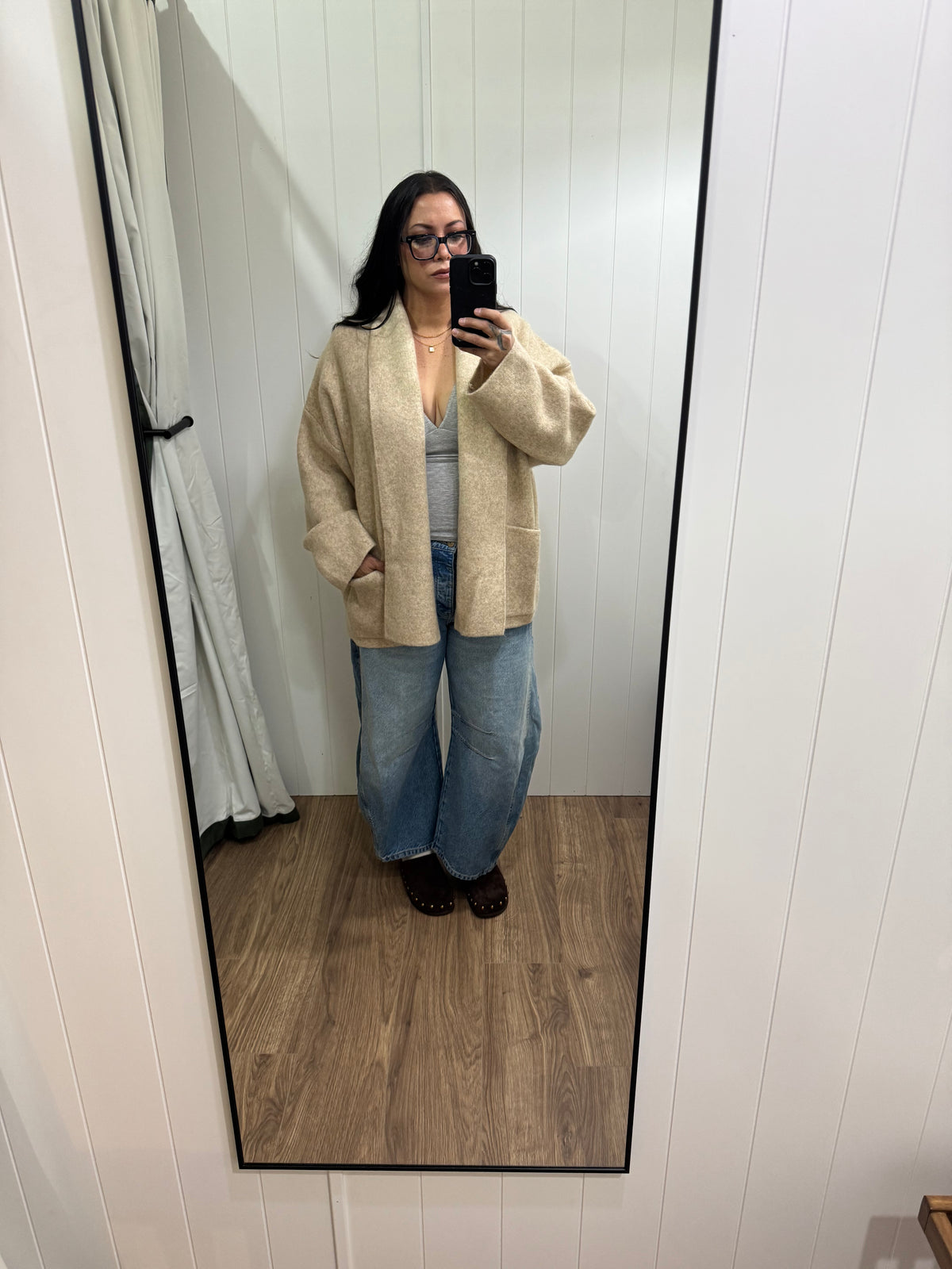 Come A Little Closer soft oversized open front cardigan