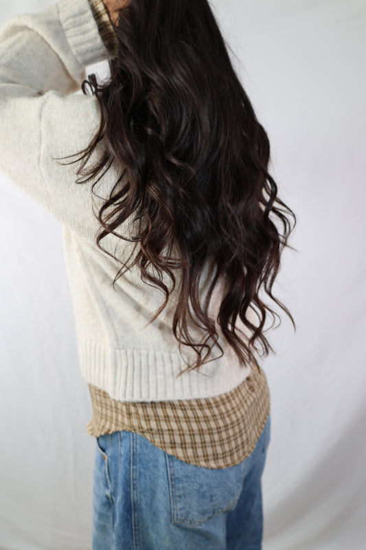 Country Road layered plaid sweater top