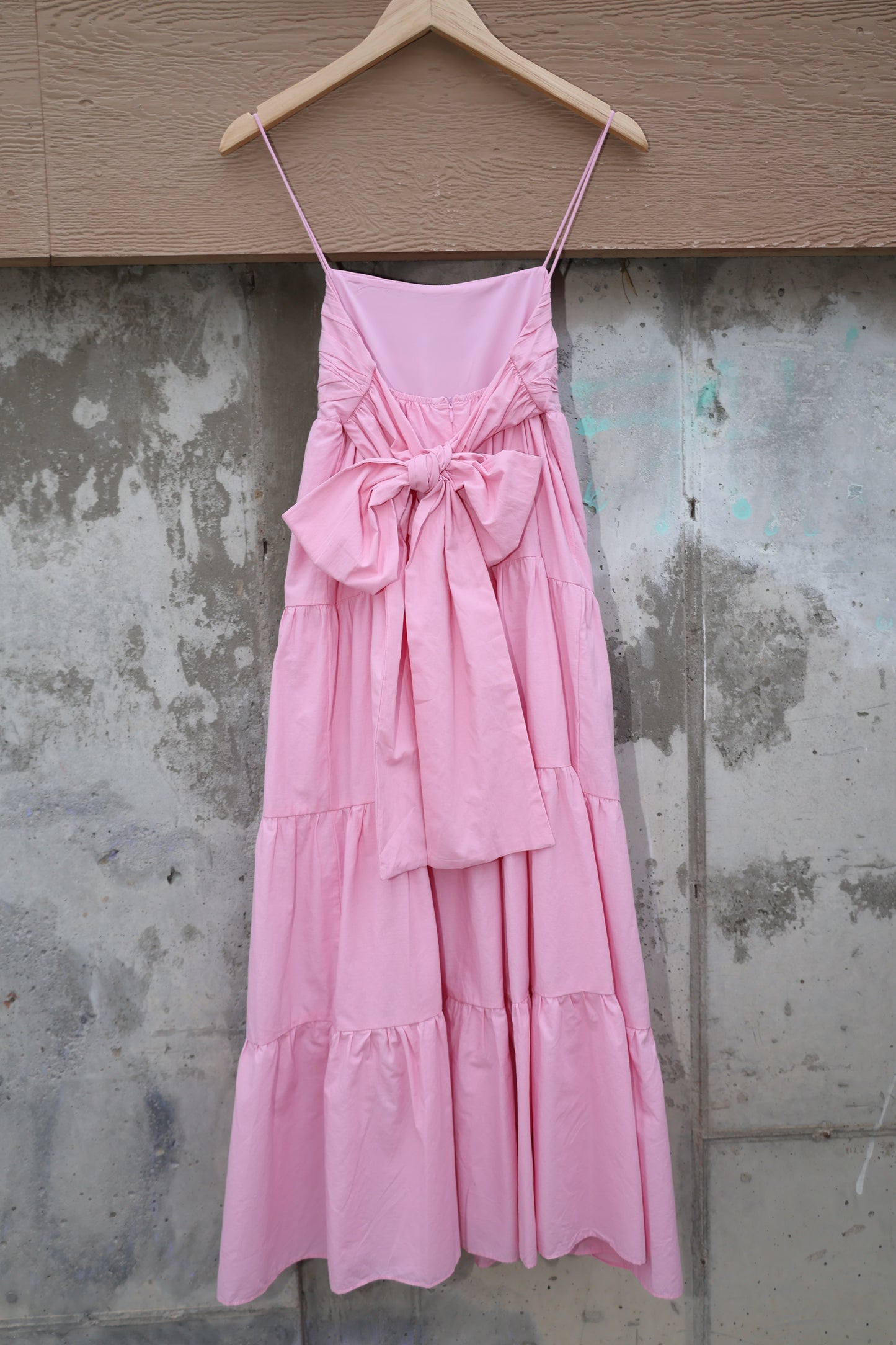 Storia - Pink Babydoll Layered Maxi Dress w/ Bow