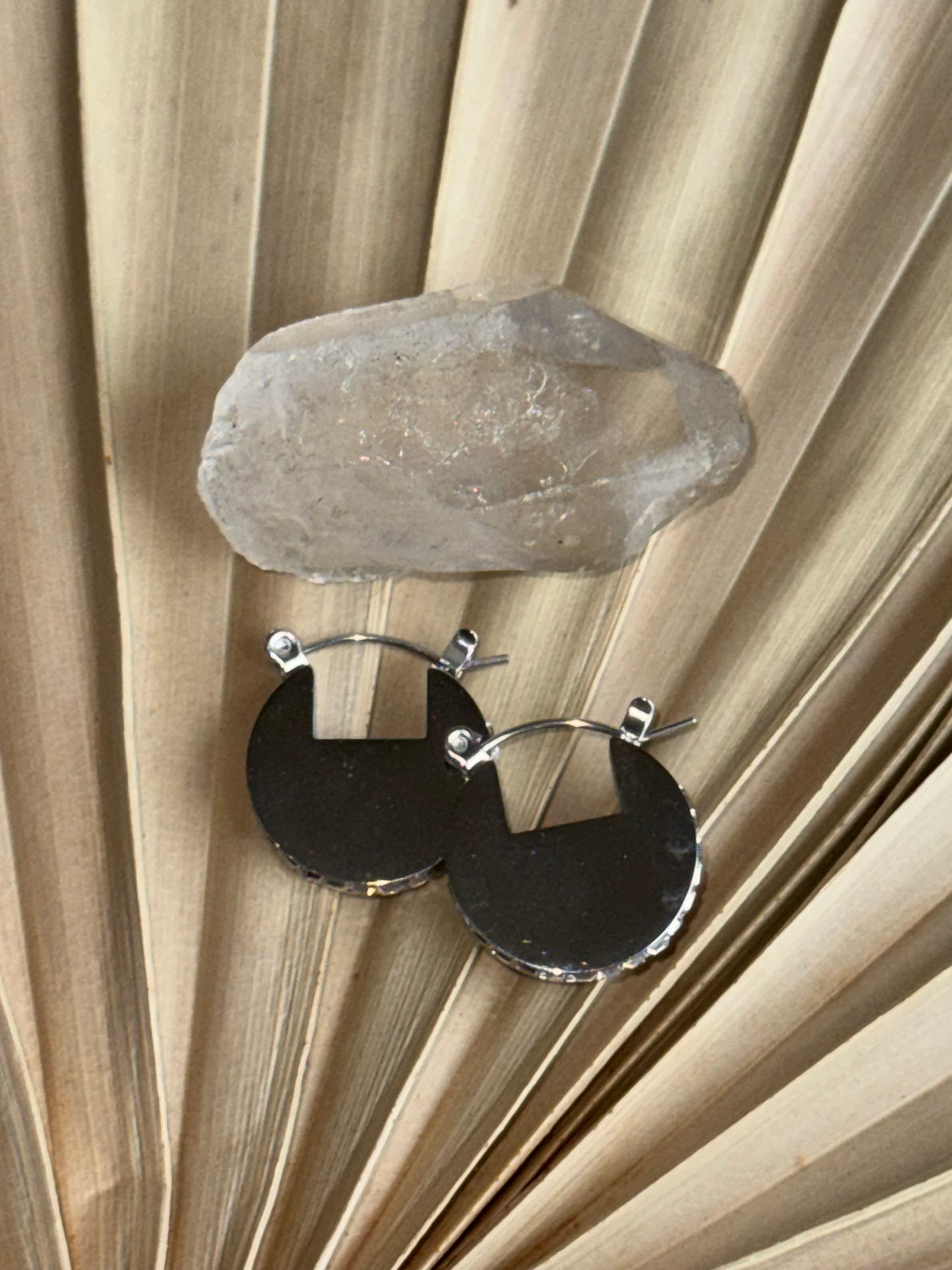 Secret Box Stainless Steel rhinestone edge earring