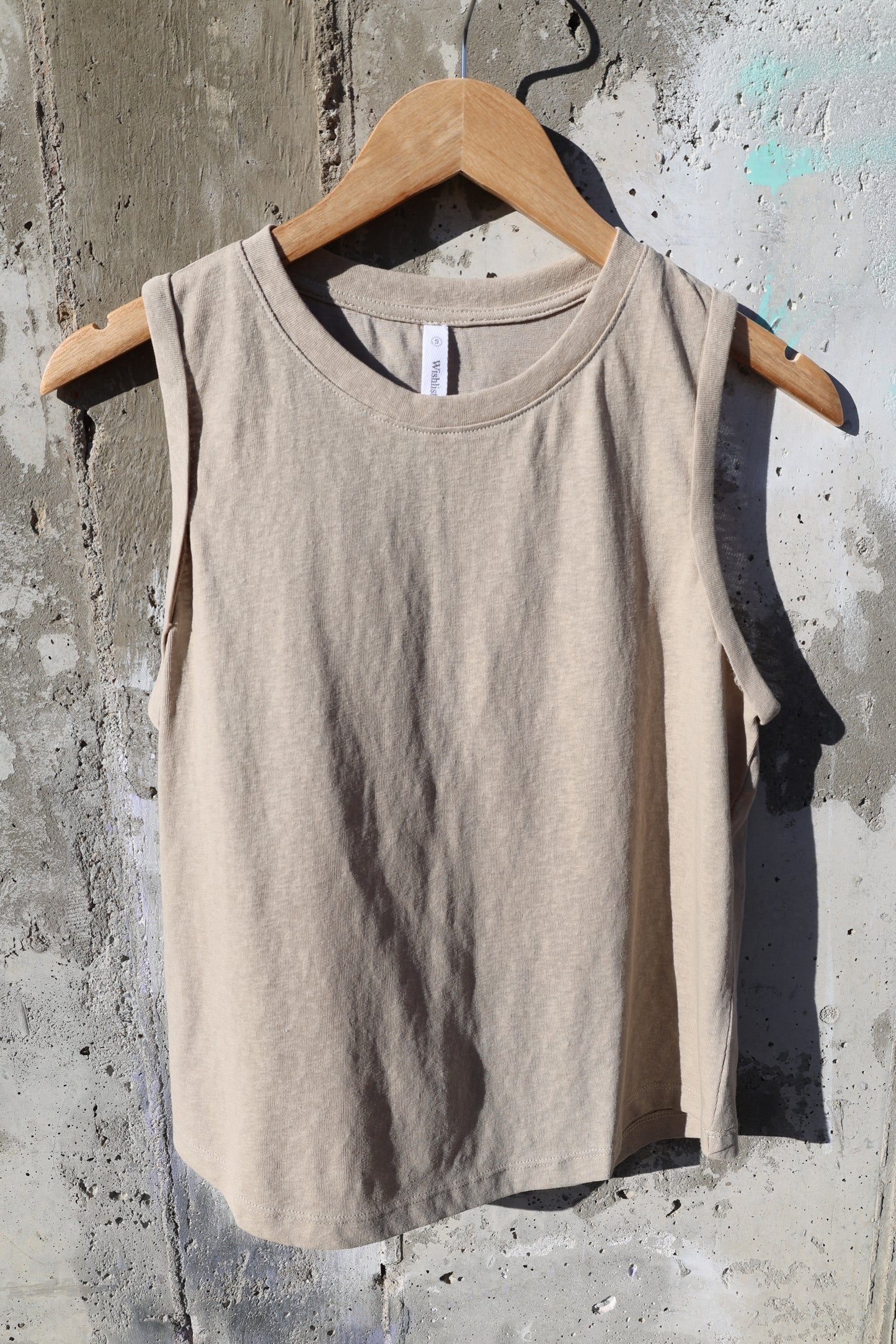 Wishlist - Taupe Cotton Rolled-sleeve Tank