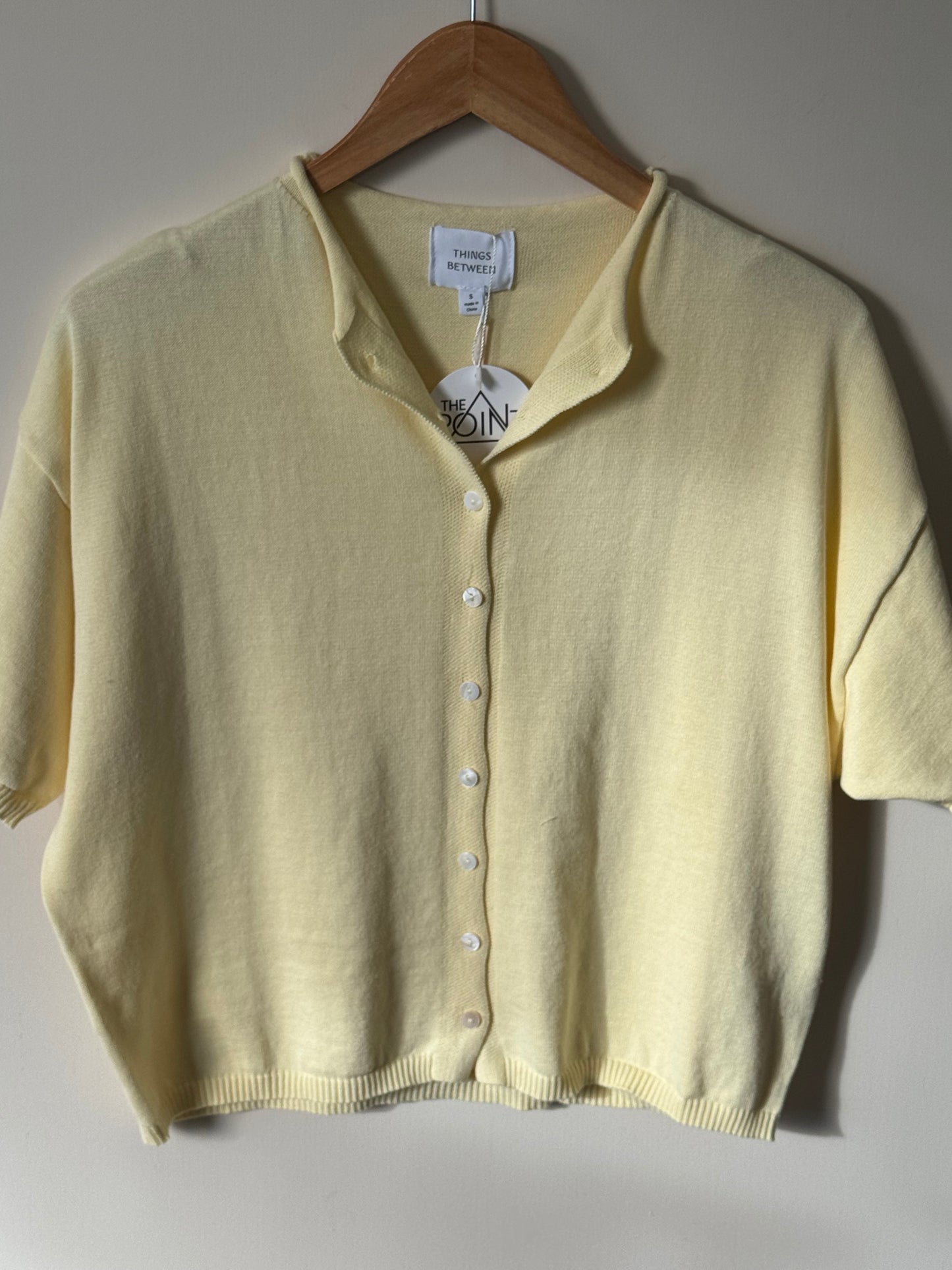 Things Between - Yellow Short Sleeve Button-up Cardigan