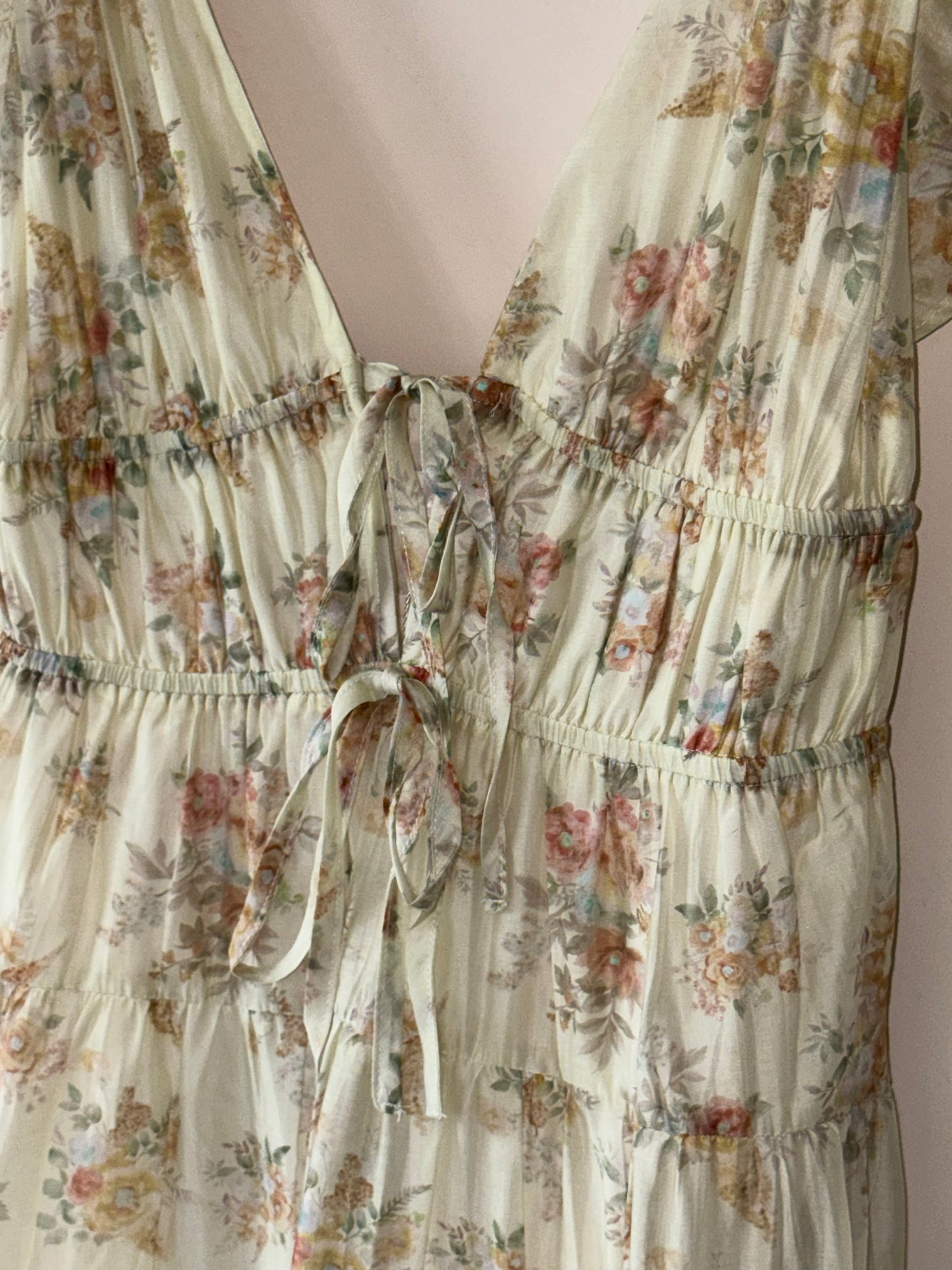 Storia - Tiered Multi-color Floral Ruffle-sleeve Sundress