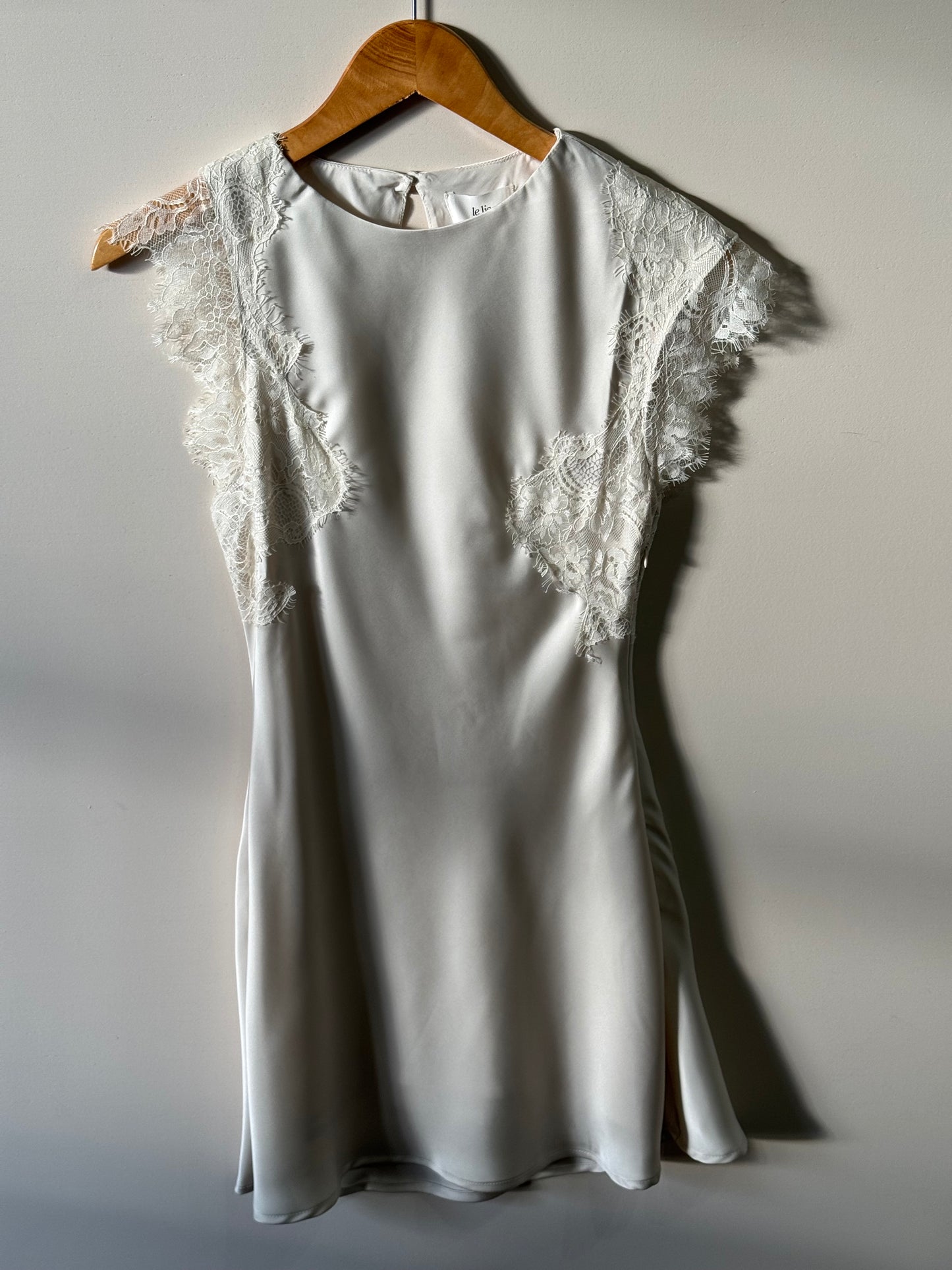 Le Lis - Satin Asymmetric Sleeve High Neck Mini Dress