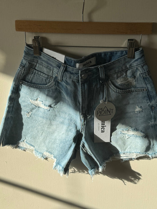 Mica Denim - Denim Boyfriend Midi Shorts