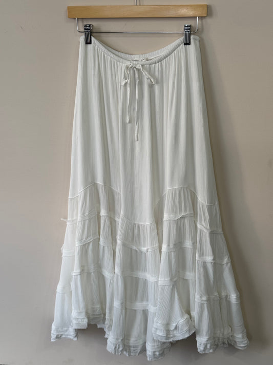Mustard Seed - Cascading Tiers Lace Trim Maxi Skirt