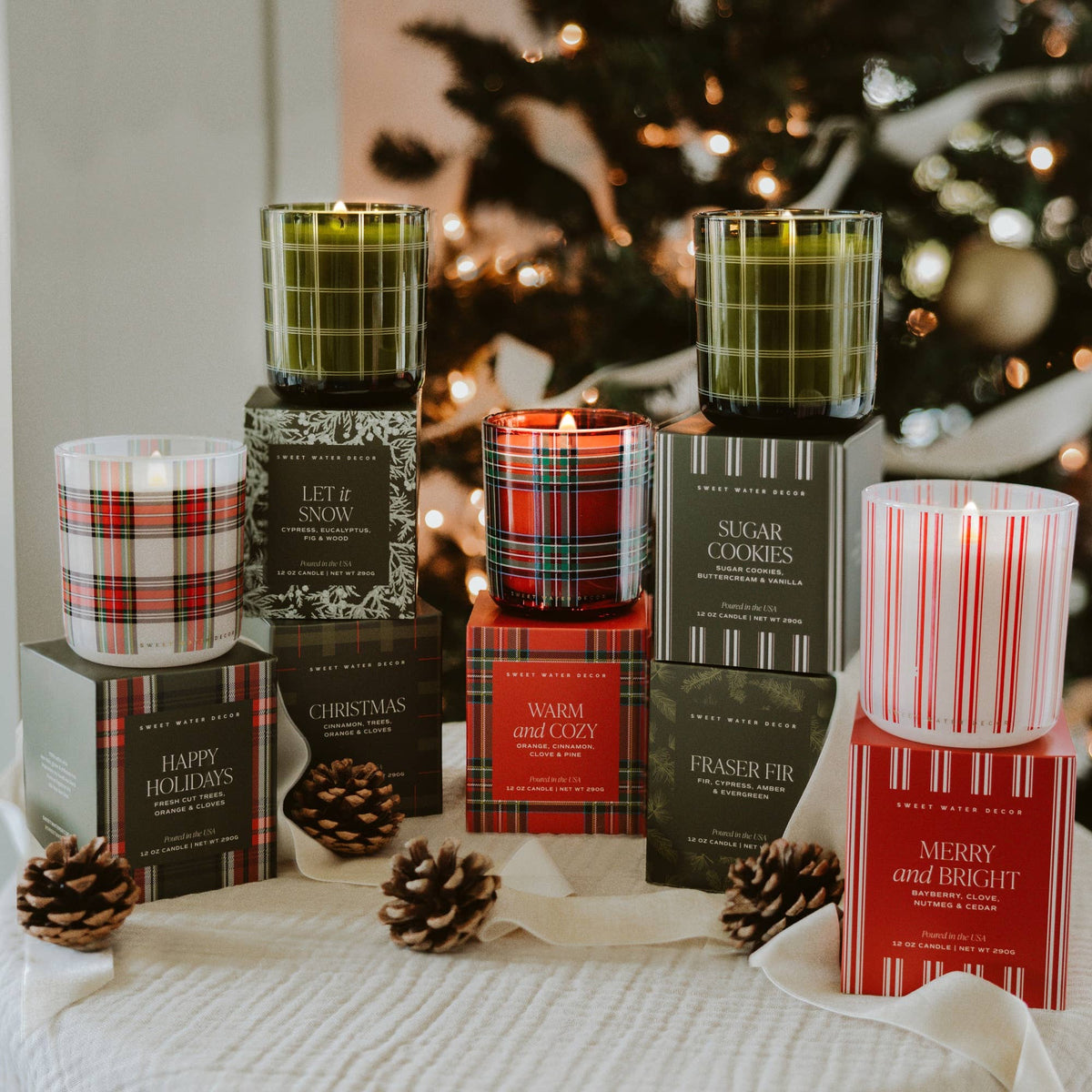 Sweet Water Decor - *NEW* Fraser Fir 12 oz Boxed Soy Candle - Christmas Decor