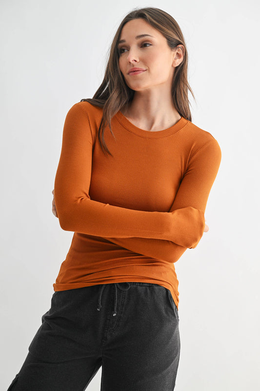 Mono B - Essential Long-Sleeved Micro-Ribbed Athleisure Top