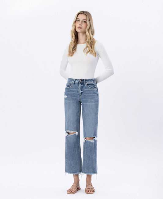 FLYING MONKEY - HIGH RISE DISTRESSED DAD JEANS