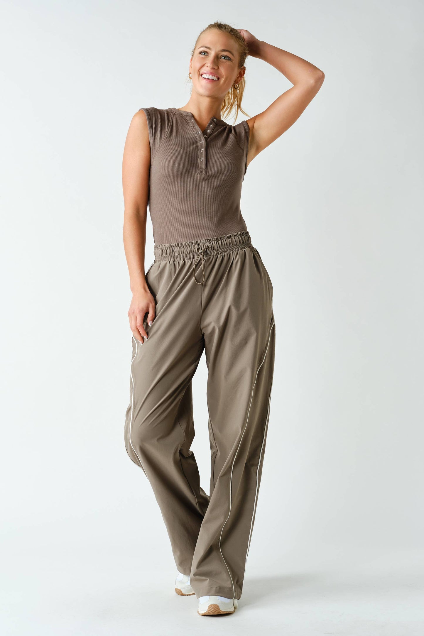 Mono B - Essential Micro-Ribbed Henley Tank Top