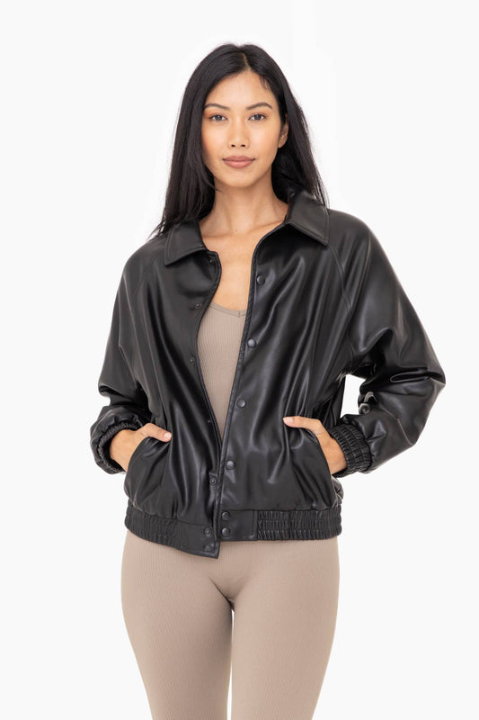 Mono B - Vegan Leather Bomber Jacket
