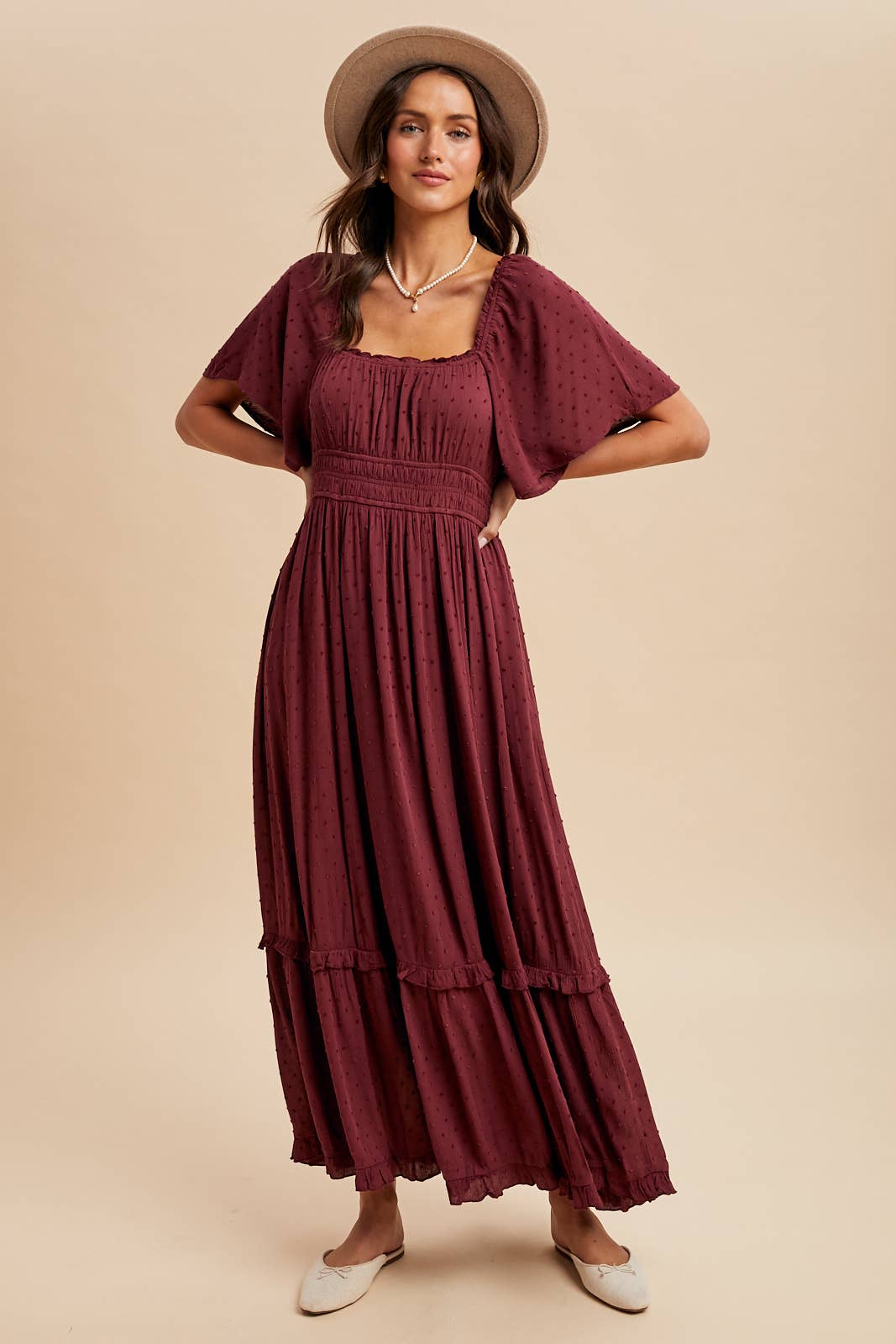 In Loom - SWISS DOT FLUTTER SLEEVE MAXI