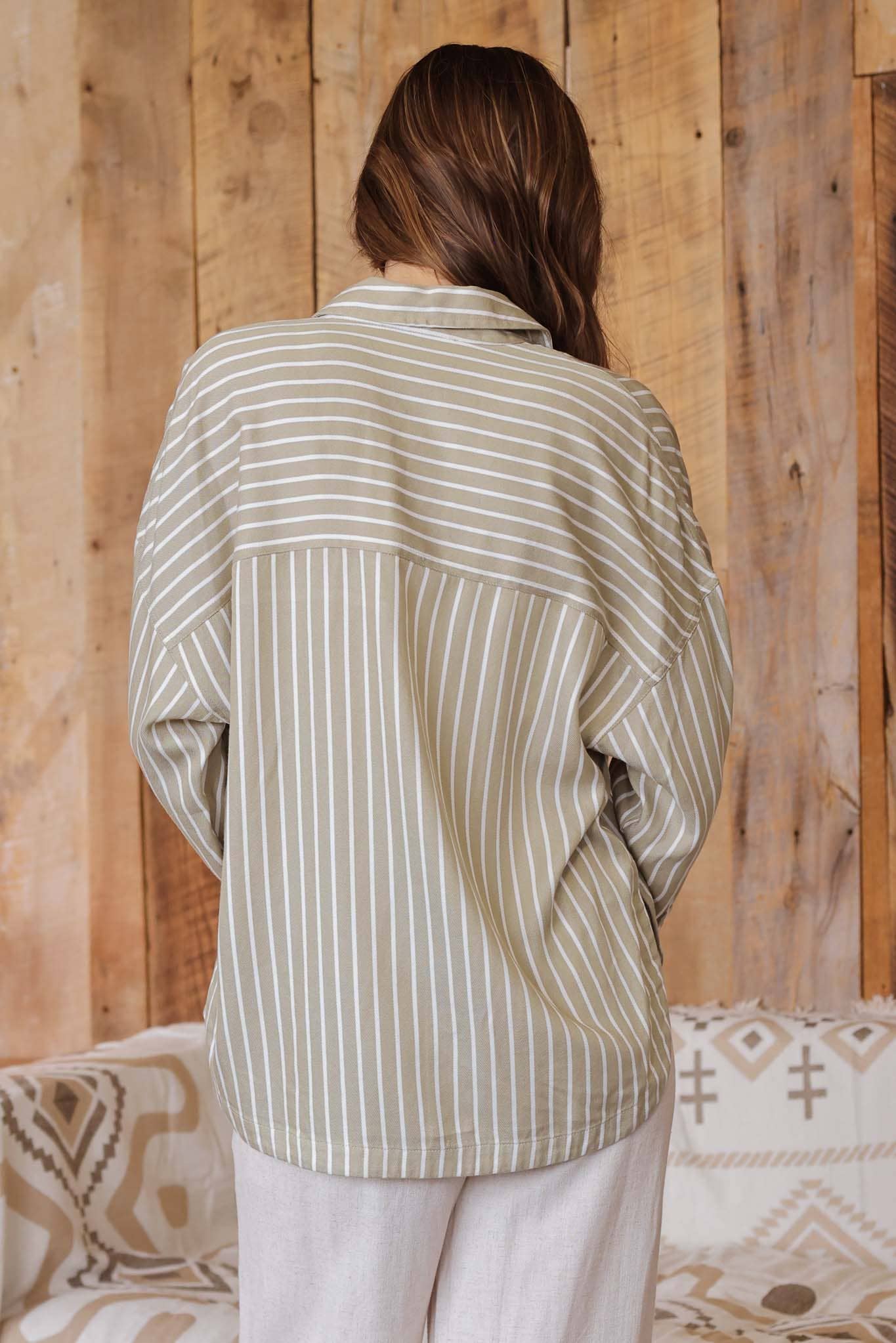 Blu Pepper - STRIPE COLLARED BUTTON DOWN LONG SLEEVE
